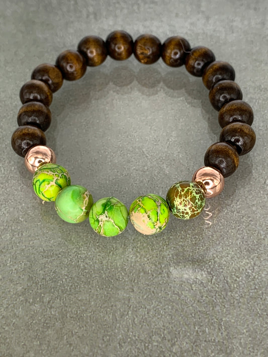 Green Jasper Wooden Bracelet