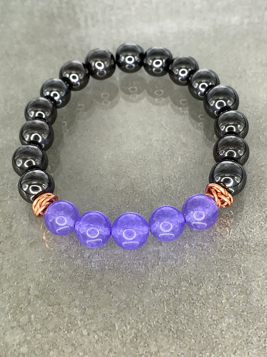 Dyed Quartz and Hematite Bracelet